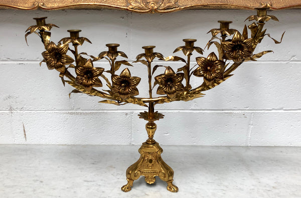 Fabulous & Highly Decorative Set Of Three French Brass Candelabras