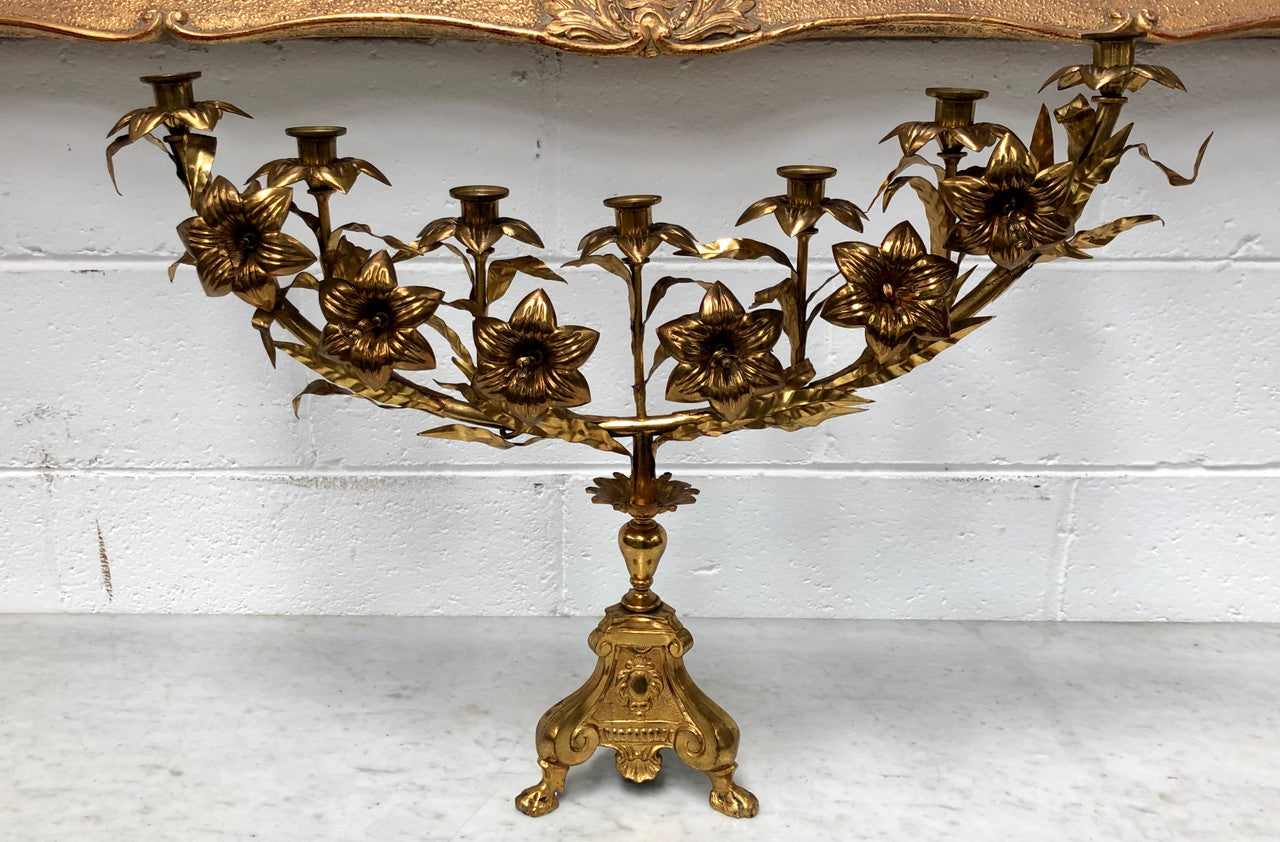 Fabulous & Highly Decorative Set Of Three French Brass Candelabras | Antique & Vintage | Moonee Ponds Antiques | Australia Wide Delivery