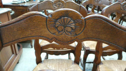 Set of Six French Oak Rush Seat Dining Chairs | Antique & Vintage | Moonee Ponds Antiques | Australia Wide Delivery
