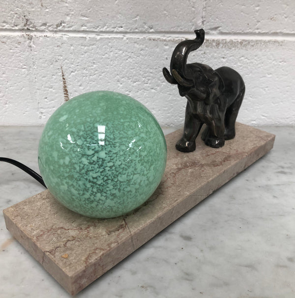French Art Deco Elephant lamp on marble base. It has been rewired. Circa 1920.