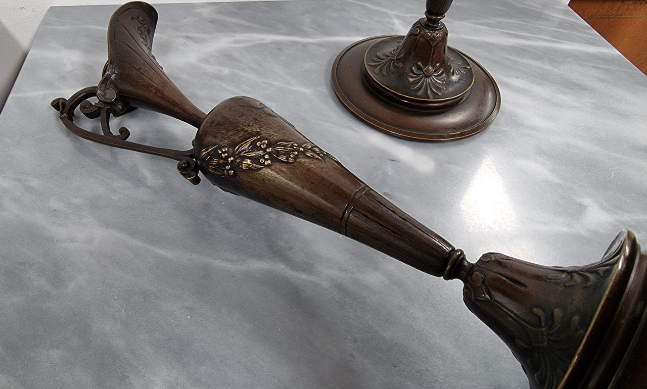 Beautiful Pair Of Art Nouveau French Bronze Candlesticks | Antique & Vintage | Moonee Ponds Antiques | Australia Wide Delivery