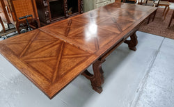 French Spanish Style Oak Parquetry Top Extension Table | Antique & Vintage | Moonee Ponds Antiques | Australia Wide Delivery