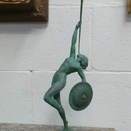 French Art Deco Sculpture Of Nude With Trumpet By Guerbe