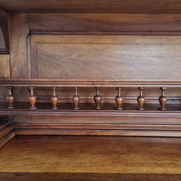 Impressive French Walnut Henry 2nd Style Buffet Sideboard.  Featuring stunning carvings and lion carved panel doors.  Good original detailed condition.  Circa: 1880