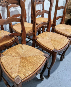 Set of Six French Cherrywood Rush Seat Dining Chairs | Antique & Vintage | Moonee Ponds Antiques | Australia Wide Delivery