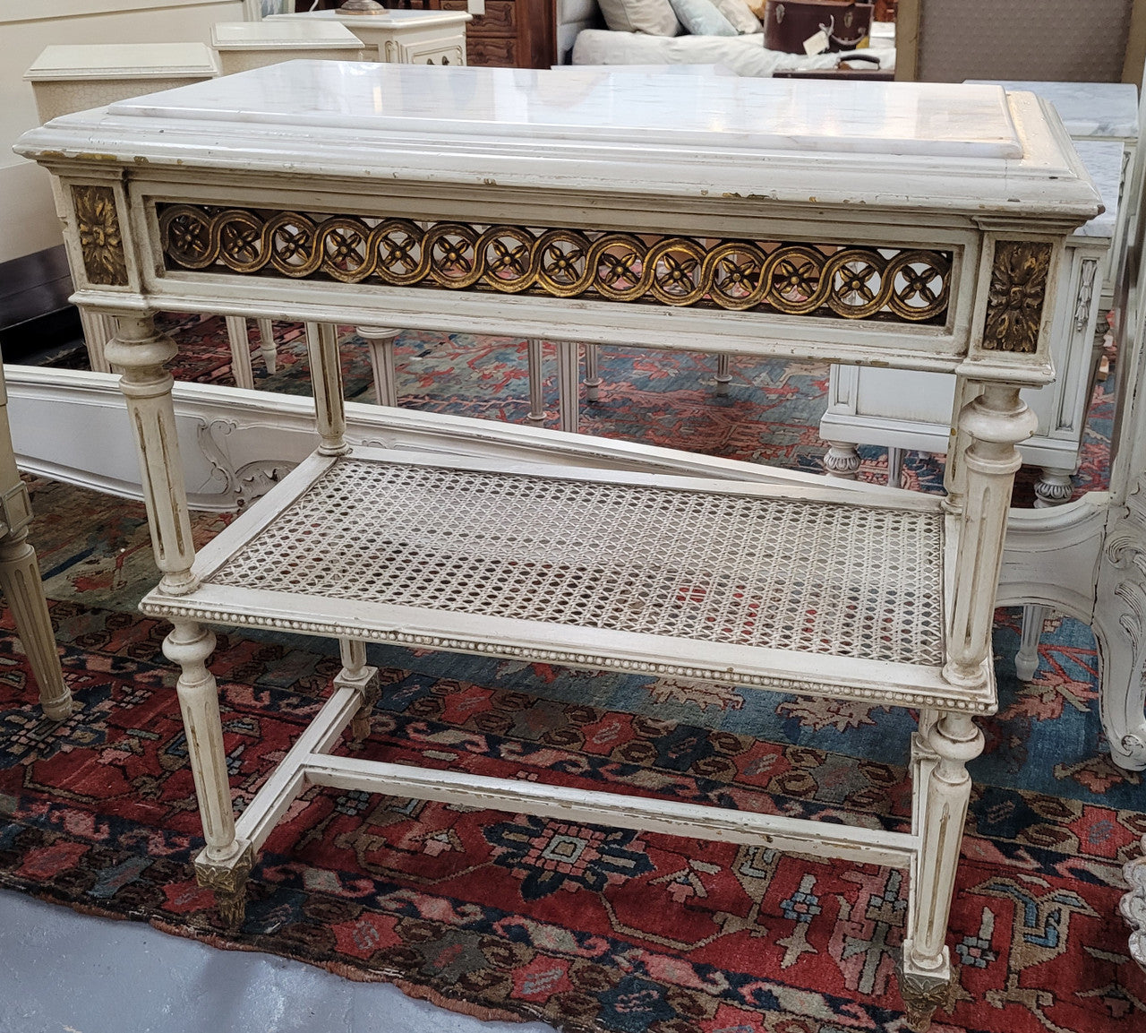 Painted French Louis XVI Style Marble Top Console Table | Antique & Vintage | Moonee Ponds Antiques | Australia Wide Delivery