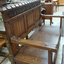 French Oak Gothic Hall Seat