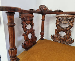 Beautifully Carved French Walnut Corner Chair With Upholstered Seat | Antique & Vintage | Moonee Ponds Antiques | Australia Wide Delivery