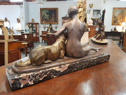 French Art Deco Lady & German Shepherd Bronze | Antique & Vintage | Moonee Ponds Antiques | Australia Wide Delivery