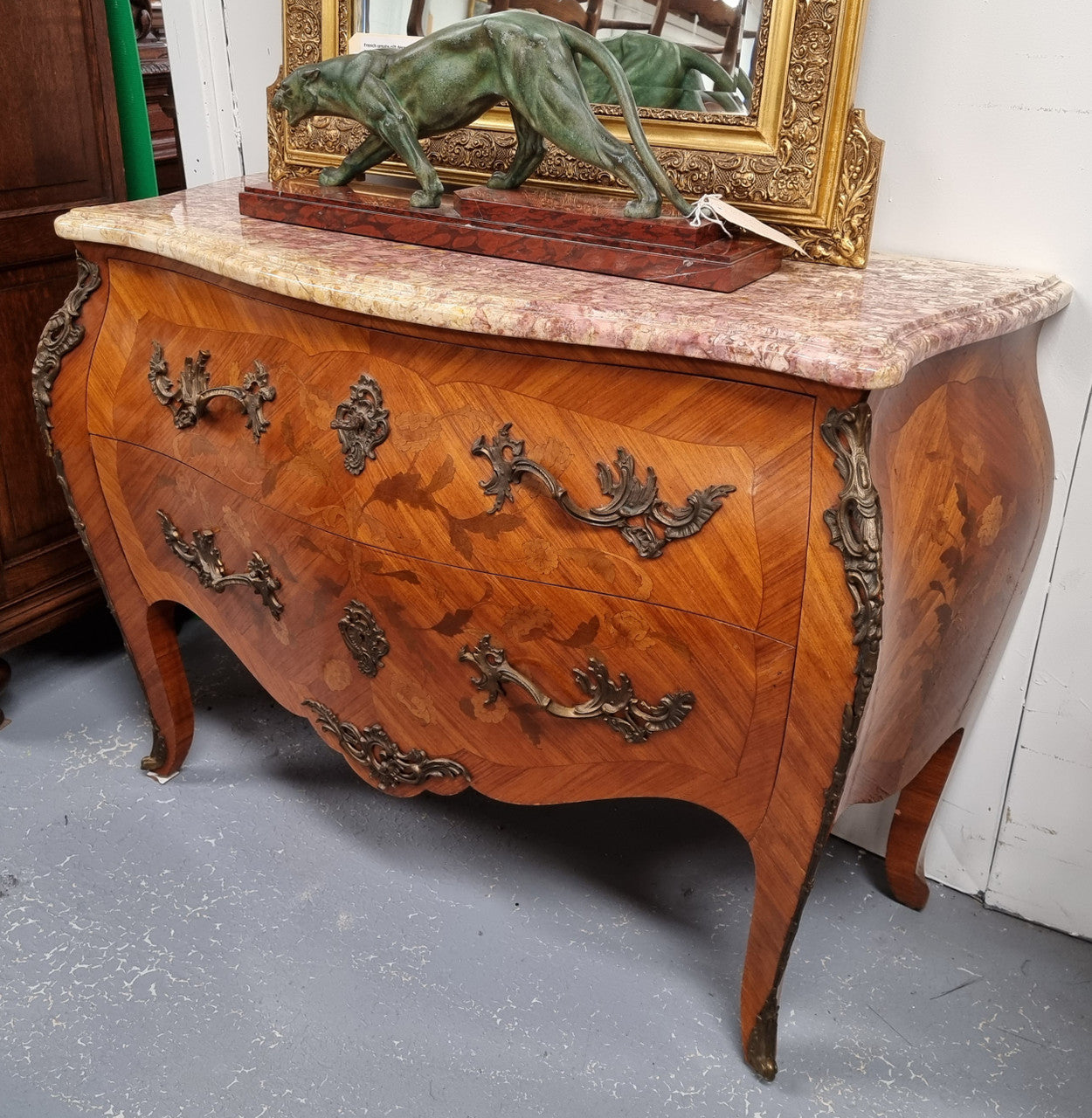 Attractive French Louis XV Style Walnut Two Drawer Marquetry Inlaid Commode | Antique & Vintage | Moonee Ponds Antiques | Australia Wide Delivery