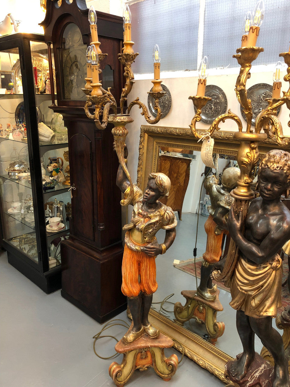 Antique Black Blackamoor Floor Lamp