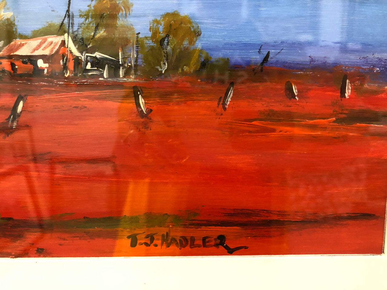 Terrence John Hadler "Wedgetail Over Euston Station" Framed Under Glass | Antique & Vintage | Moonee Ponds Antiques | Australia Wide Delivery