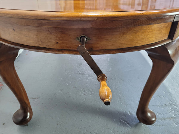 Period blackwood two leaf extension table. It can comfortably sit six people and eight when extend. It is in good original detailed condition.