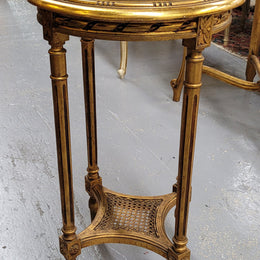 Late 19th Century French Louis XVI style round marble top side table/ lamp table. It is in good original detailed condition and has been sourced from France.