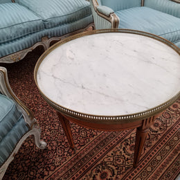 Louis XVI Style Mahogany Marble Top Bouillotte Table