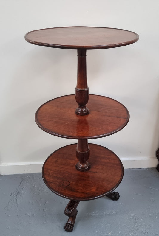 Rare Mahogany Georgian three tier round dumbwaiter. It is in good original condition.