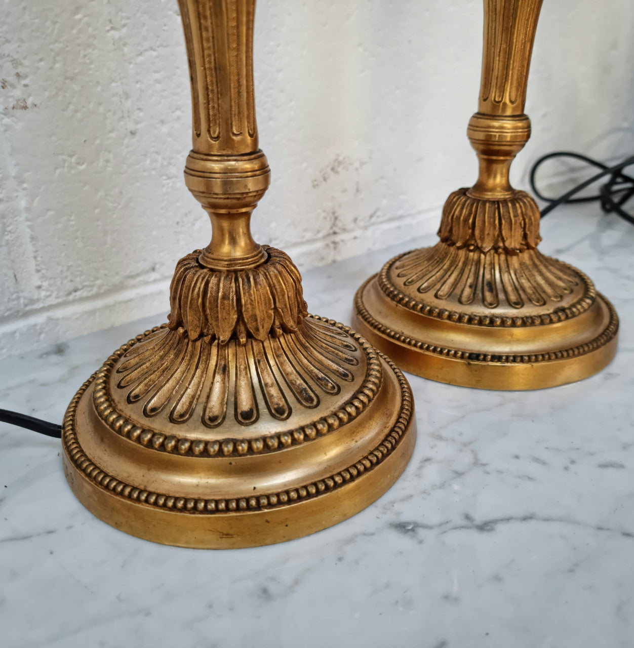 Beautiful Pair of French Gilt Bronze Lamps