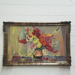 French Floral Oil On Canvas Painting | Antique & Vintage | Moonee Ponds Antiques | Australia Wide Delivery