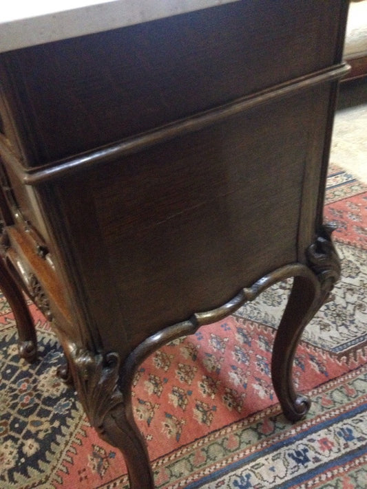 Pair French Marble Top Bedside Cabinets-1