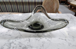 Holmegaard Danish Large Wavy Smoky Glass Bowl | Antique & Vintage | Moonee Ponds Antiques | Australia Wide Delivery