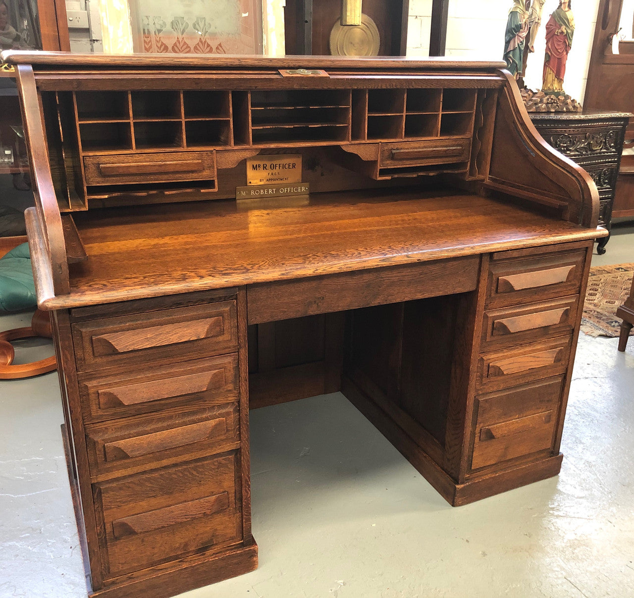 Fabulous American Oak Roll Top Desk