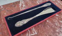 Art Nouveau Style Birmingham Silver Shoe Horn & Boot Lace Hook | Antique & Vintage | Moonee Ponds Antiques | Australia Wide Delivery