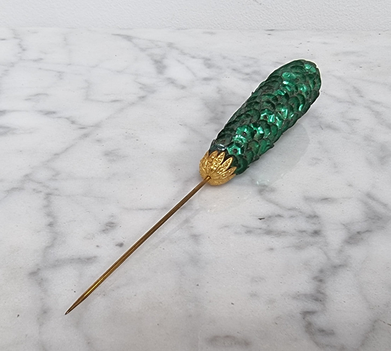 Art Deco Green Hat Pin