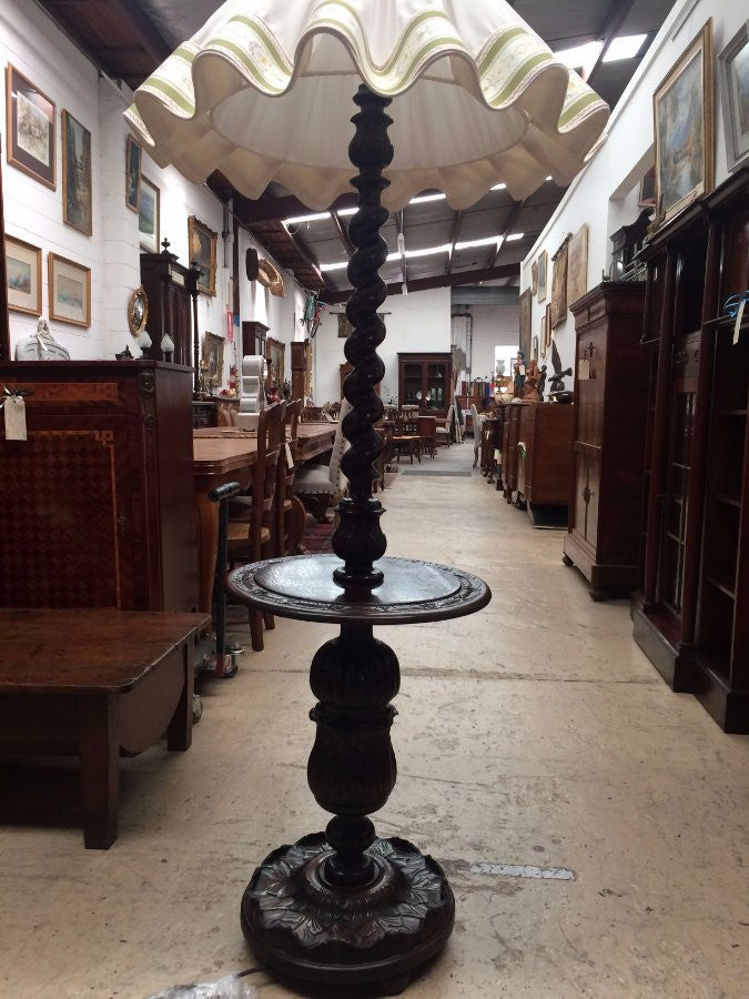 Walnut Standard Lamp With Coffee Table