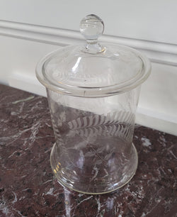 Victorian Etched Glass Lidded Jar | Antique & Vintage | Moonee Ponds Antiques | Australia Wide Delivery