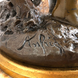 Rare "Adolphe Mougin", Figural Clock ‘La Terre‘ with World Globe