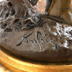 Rare "Adolphe Mougin", Figural Clock ‘La Terre‘ with World Globe | Antique & Vintage | Moonee Ponds Antiques | Australia Wide Delivery