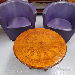 Art Deco figured Walnut round occasional table. It is in good original detailed condition and has been sourced locally.