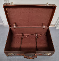 Impressive Solid Leather Suitcase | Antique & Vintage | Moonee Ponds Antiques | Australia Wide Delivery