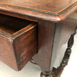 Antique French Oak side table with drawer, it has a beautiful "Mellow Patina". In good original detailed condition.