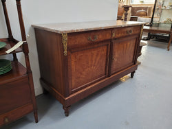 Louis 16th Style Mahogany Marble Top Cupboard With Marquetry Inlay | Antique & Vintage | Moonee Ponds Antiques | Australia Wide Delivery