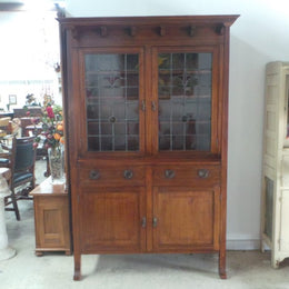 Arts and Crafts Lead Light Bookcase
