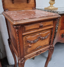 Single Louis 15th Inset Marble Bedside Cabinet | Antique & Vintage | Moonee Ponds Antiques | Australia Wide Delivery