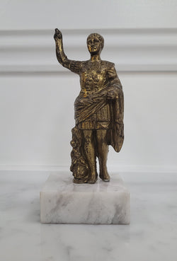 Vintage Cast Brass Figure Julius Caesar On Marble Base | Antique & Vintage | Moonee Ponds Antiques | Australia Wide Delivery