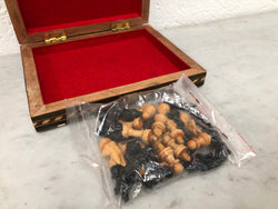 Vintage Inlaid Folded Chess Board Box With Pieces Inside | Antique & Vintage | Moonee Ponds Antiques | Australia Wide Delivery