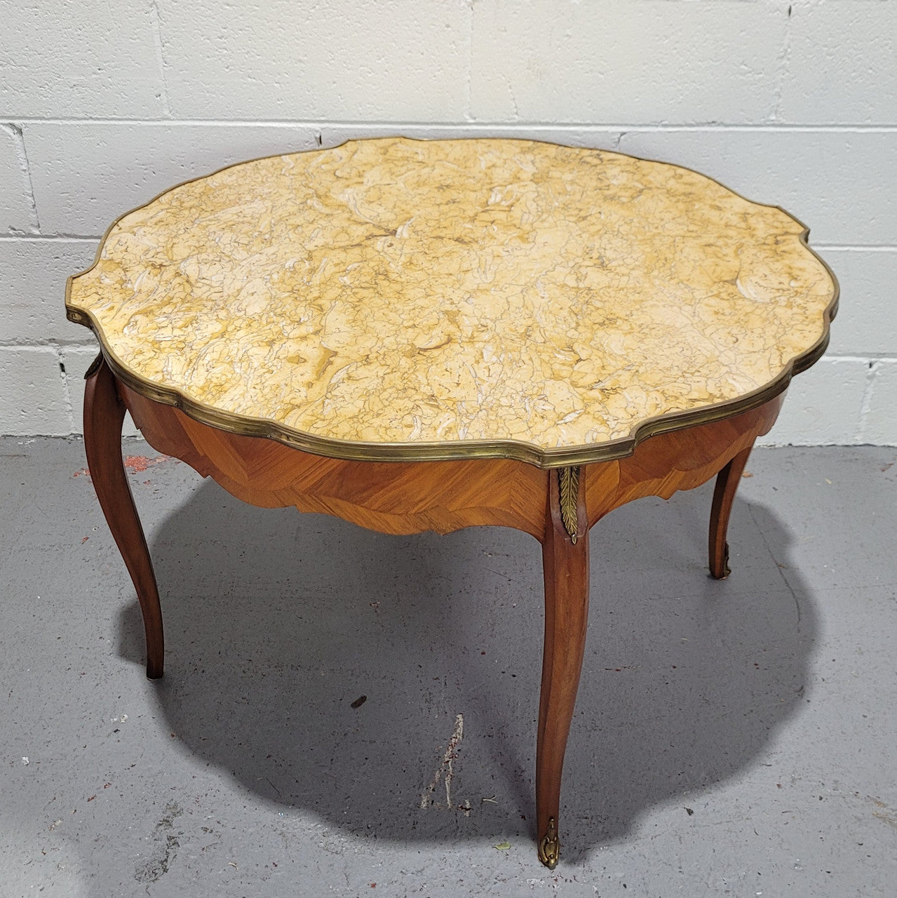Louis XV Style Parquetry Inlaid Coffee Table With Shaped Marble Top | Antique & Vintage | Moonee Ponds Antiques | Australia Wide Delivery