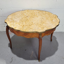 Louis XV Style Parquetry Inlaid Coffee Table With Shaped Marble Top | Antique & Vintage | Moonee Ponds Antiques | Australia Wide Delivery