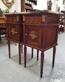 Pair of Louis XVI Style Mahogany Marble Top Bedsides | Antique & Vintage | Moonee Ponds Antiques | Australia Wide Delivery