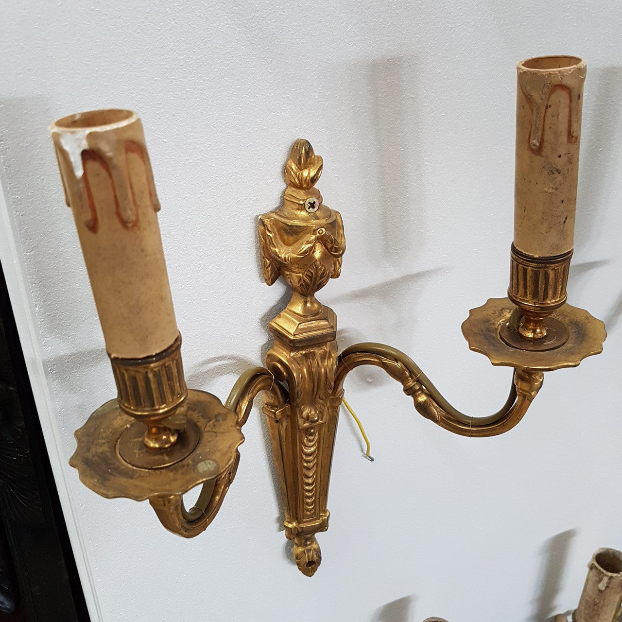 A Pair Of French Empire Style Brass Wall Lights-Sconces | Antique & Vintage | Moonee Ponds Antiques | Australia Wide Delivery