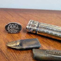Antique “Risler & Carre Paris” Silver Wax Seal & Holder. Superb Workmanship. 75 grams.