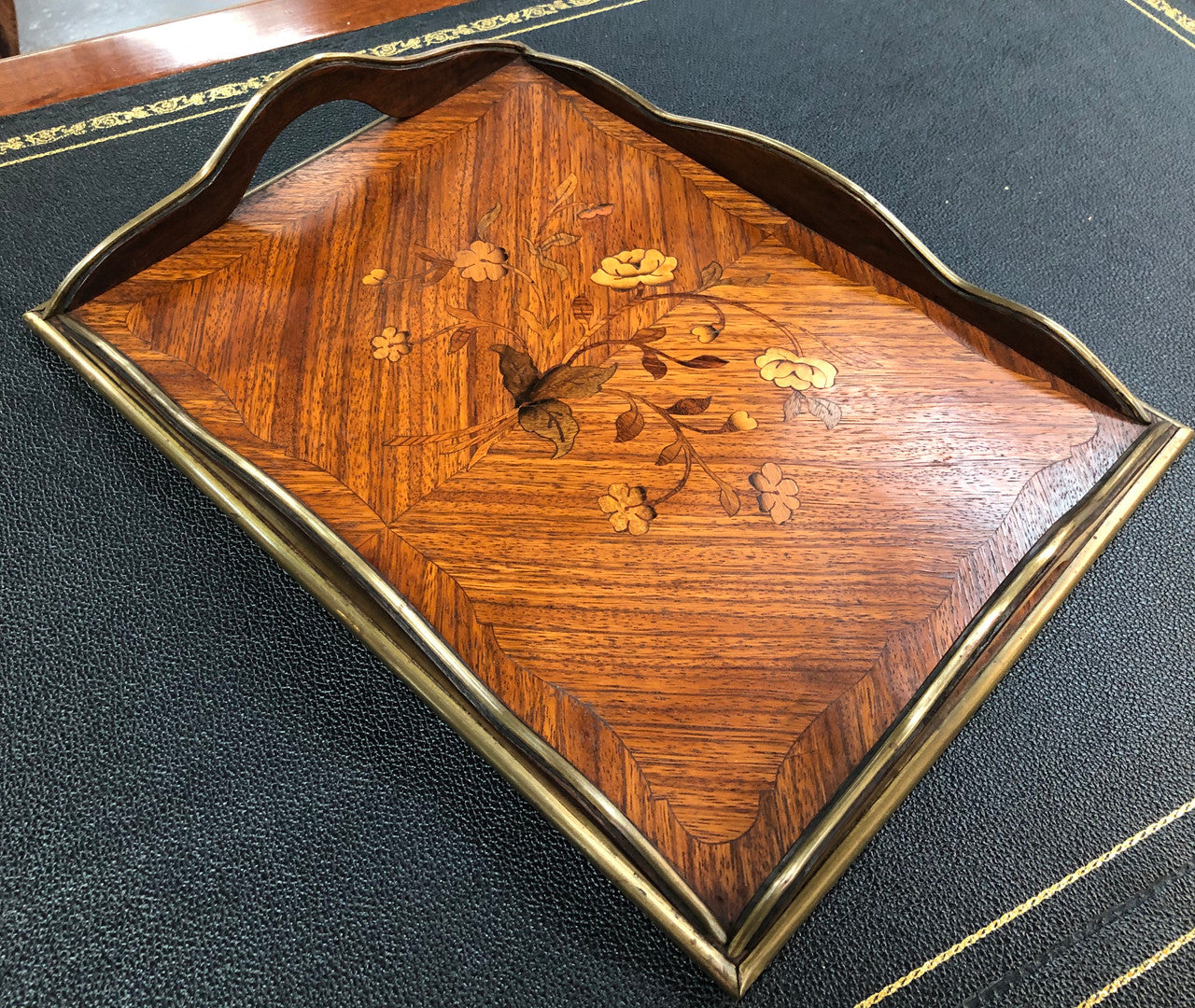 Impressive French Marquetry Inlay Tray | Antique & Vintage | Moonee Ponds Antiques | Australia Wide Delivery