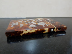 Victorian Tortoiseshell Card Case Inlaid With Floral Panels of Mother Of Peral | Antique & Vintage | Moonee Ponds Antiques | Australia Wide Delivery