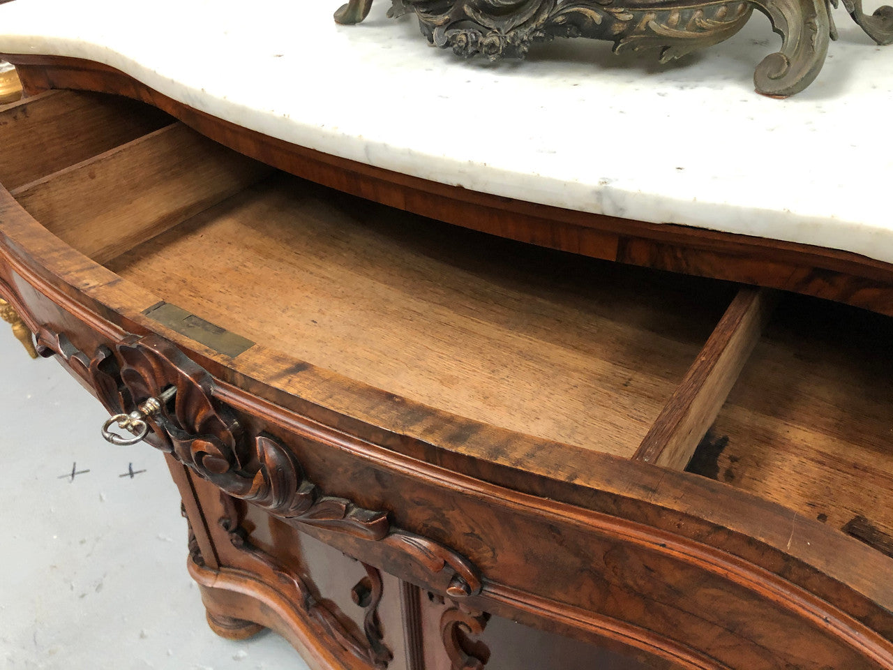 Antique French Figured Walnut Marble Top Buffet | Antique & Vintage | Moonee Ponds Antiques | Australia Wide Delivery