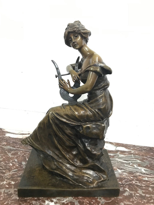 Large French Art Nouveau Female Bronze Sculpture