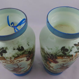Pair Of Victorian Milk Glass Vases