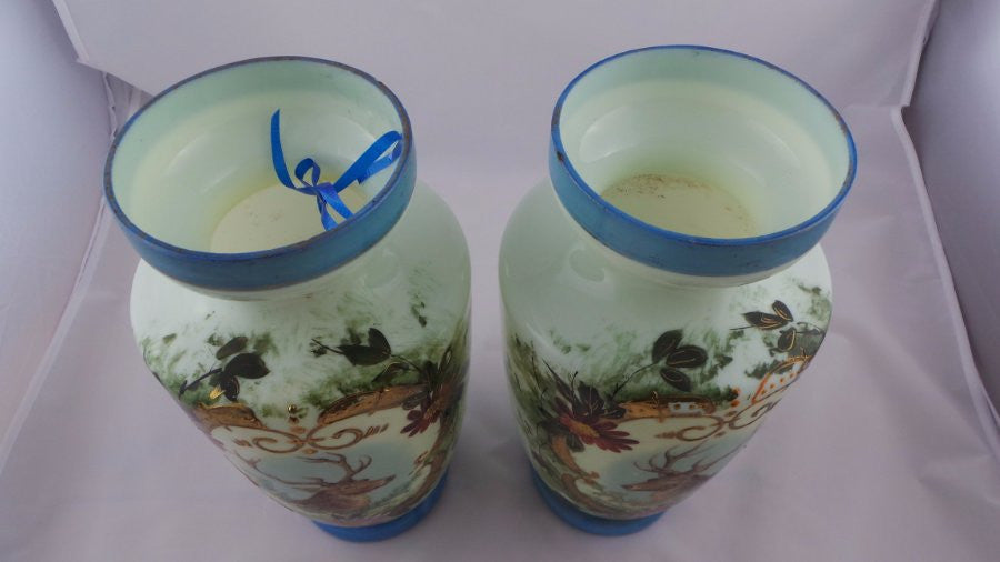 Pair Of Victorian Milk Glass Vases | Antique & Vintage | Moonee Ponds Antiques | Australia Wide Delivery